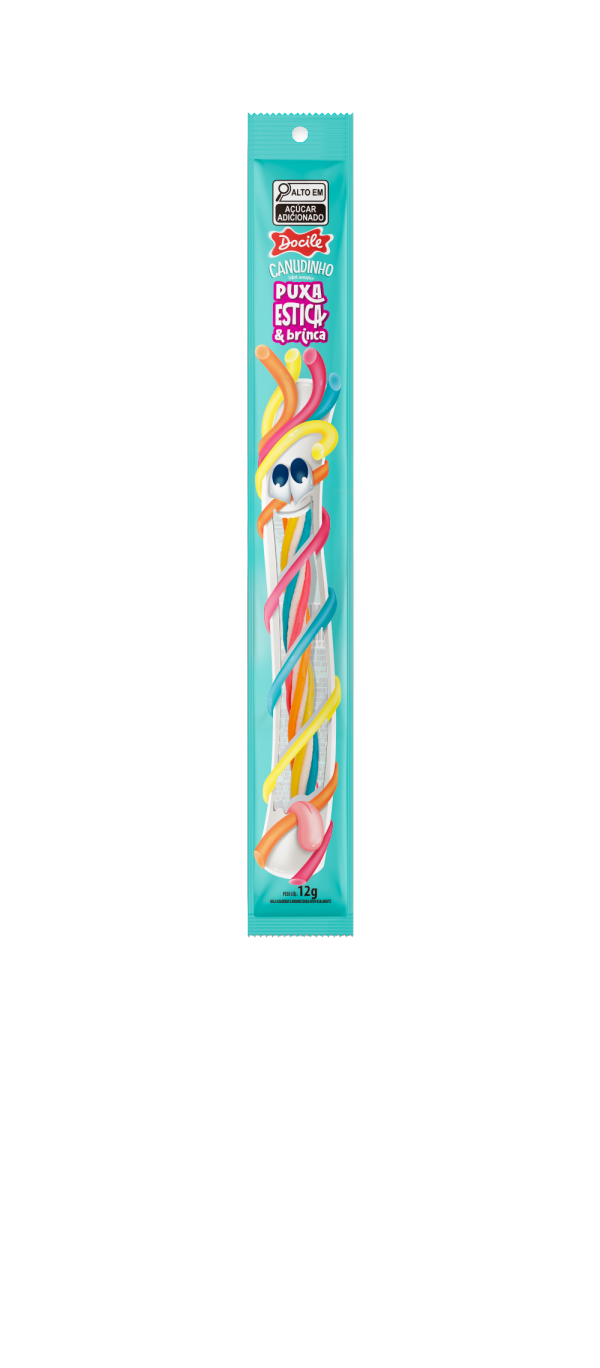 CANUDINHO TWIST COLORIDO MORANGO PUXA ESTICA 6dpX24unX12g